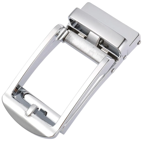 Steel ratchet belt buckle, 1.38 inch, polished front view