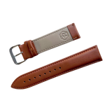 Tan top-grain leather watch band, front view