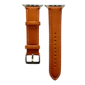 Tan padded leather Apple Watch band, two-piece strap with buckle and holes