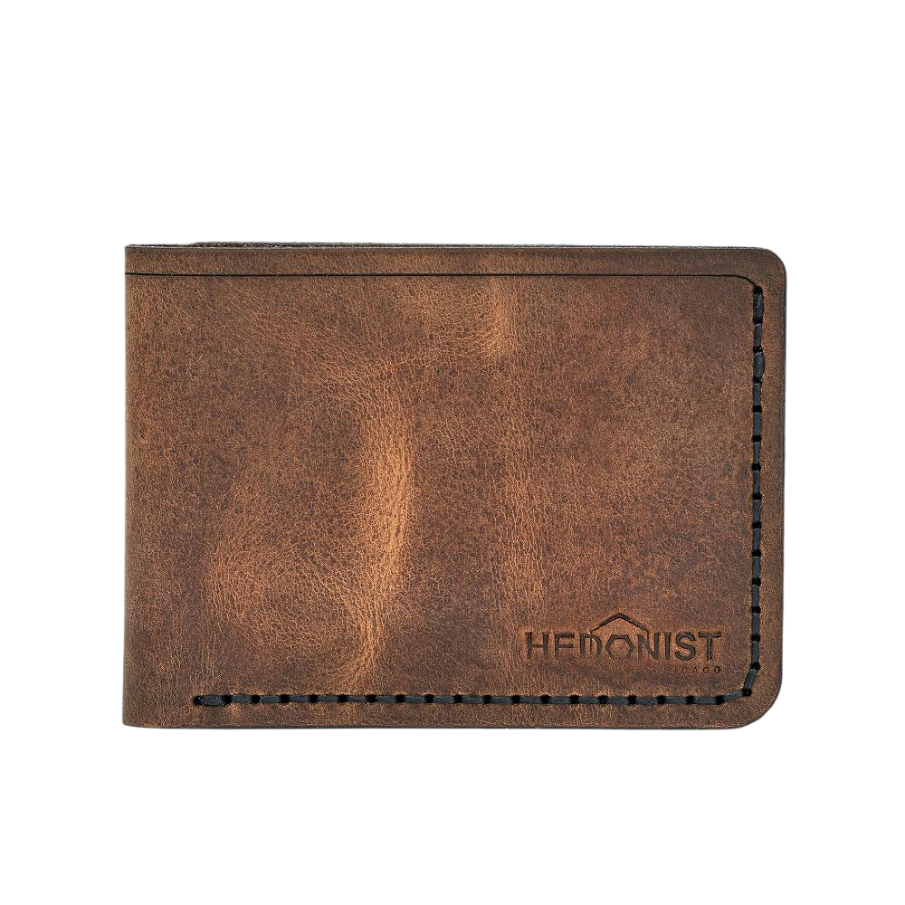 Handmade Men's Leather Wallet 4 Card Slots Tan Pull-Up | Hedonist Chicago