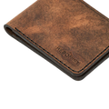 Handmade tan pull-up leather bifold wallet, 6 card slots, by Hedonist Chicago