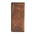 Handmade tan pull-up leather card holder, 8 card slots, back view