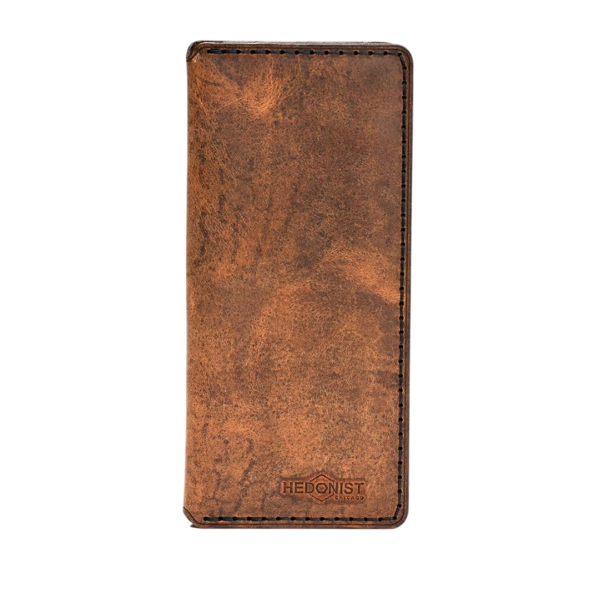 Handmade Long Leather Card Holder 8 Card Slots Tan Pull-Up | Hedonist Chicago