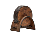 Hedonist Chicago leather coaster set in Tan Pull-up finish, clean edge, full grain leather, product view