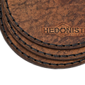 Hedonist Chicago leather coaster set in Tan Pull-up finish, clean edge, full grain leather, set view