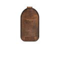 Hedonist Chicago tan key chain in tan, slim profile, full grain leather, angled view