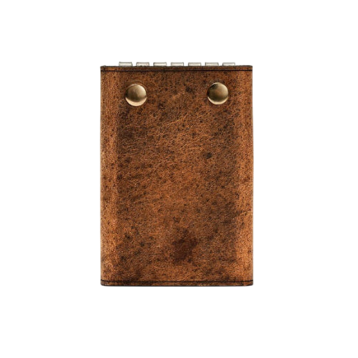 Hedonist Chicago tan key holder in tan, slim profile, full grain leather, angled view
