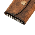 Hedonist Chicago tan key holder in tan, slim profile, full grain leather, close view