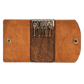 Hedonist Chicago tan key holder in tan, slim profile, full grain leather, detail view