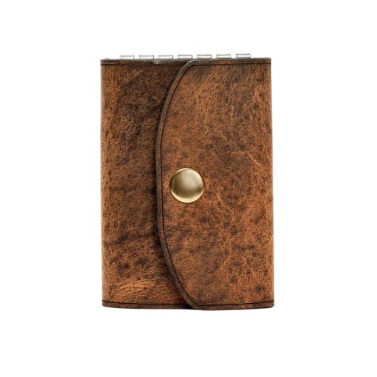 Hedonist Chicago tan key holder in tan, slim profile, full grain leather, product view