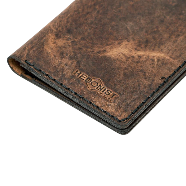 Hedonist Chicago tan passport case in tan, travel cover, full grain leather, close view