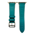 Turquoise leather Apple Watch band, two-piece strap with buckle and holes