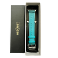 Turquoise leather Apple Watch band, packaging close-up