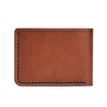 Handmade whisky leather bifold wallet, 4 card slots, back view