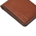 Handmade whisky leather bifold wallet, 4 card slots, presented as a gift