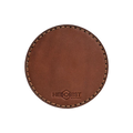 Hedonist Chicago leather coaster set in Whisky, clean edge, full grain leather, angled view