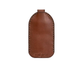 Hedonist Chicago whisky key chain in whisky, slim profile, full grain leather, angled view