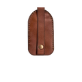 Hedonist Chicago whisky key chain in whisky, slim profile, full grain leather, detail view