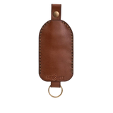 Hedonist Chicago whisky key chain in whisky, slim profile, full grain leather, product view