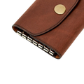 Hedonist Chicago whisky key holder in whisky, slim profile, full grain leather, close view