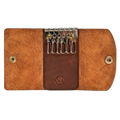 Hedonist Chicago whisky key holder in whisky, slim profile, full grain leather, detail view