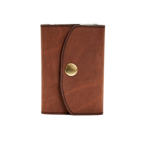 Hedonist Chicago whisky key holder in whisky, slim profile, full grain leather, product view