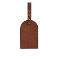 Hedonist Chicago whisky luggage tag in whisky, with strap, full grain leather, angled view