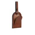 Hedonist Chicago whisky luggage tag in whisky, with strap, full grain leather, detail view
