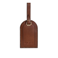 Hedonist Chicago whisky luggage tag in whisky, with strap, full grain leather, product view