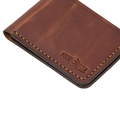 Handmade whisky pull-up leather bifold wallet, interior card slots detail