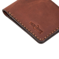 Handmade whisky pull-up leather bifold wallet, interior card slots detail