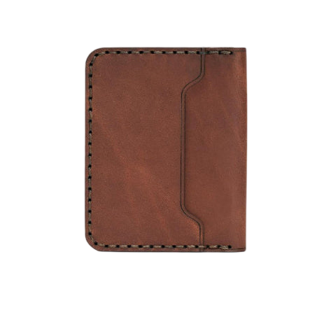 Handmade whisky pull-up leather bifold wallet with ID slot, back view