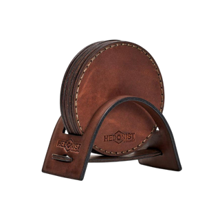 Handmade Leather Coaster Set Whisky Pull Up
