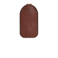 Hedonist Chicago whisky pull-up key chain in whisky, slim profile, full grain leather, angled view