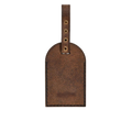 Hedonist Chicago whisky luggage tag in whisky, with strap, full grain leather, angled view