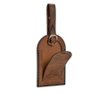 Hedonist Chicago whisky luggage tag in whisky, with strap, full grain leather, detail view