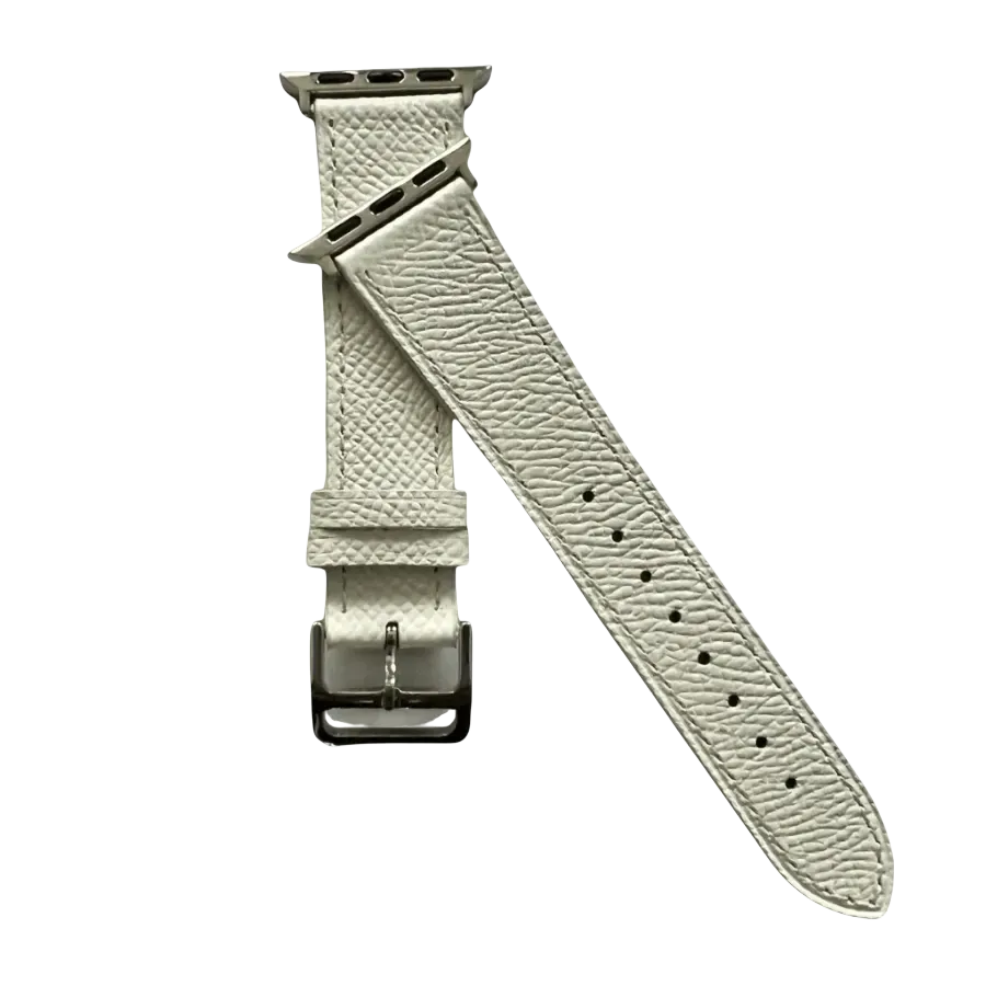 White leather Apple Watch band, compatible with all Apple Watch models