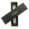 White leather Apple Watch band, packaging close-up