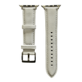 White padded leather Apple Watch band, two-piece strap with buckle and holes