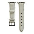 White padded leather Apple Watch band, two-piece strap with buckle and holes