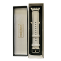 White padded leather Apple Watch band, packaging close-up