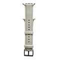 White padded leather Apple Watch band, connector and stitching detail