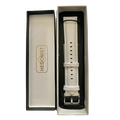 White leather watch band, presented in box