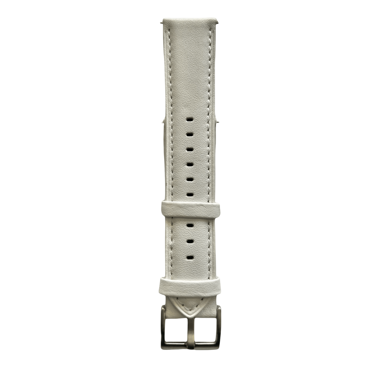 White leather watch band with quick release bars, buckle detail