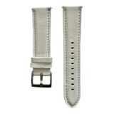 White leather watch band with quick release bars, front view