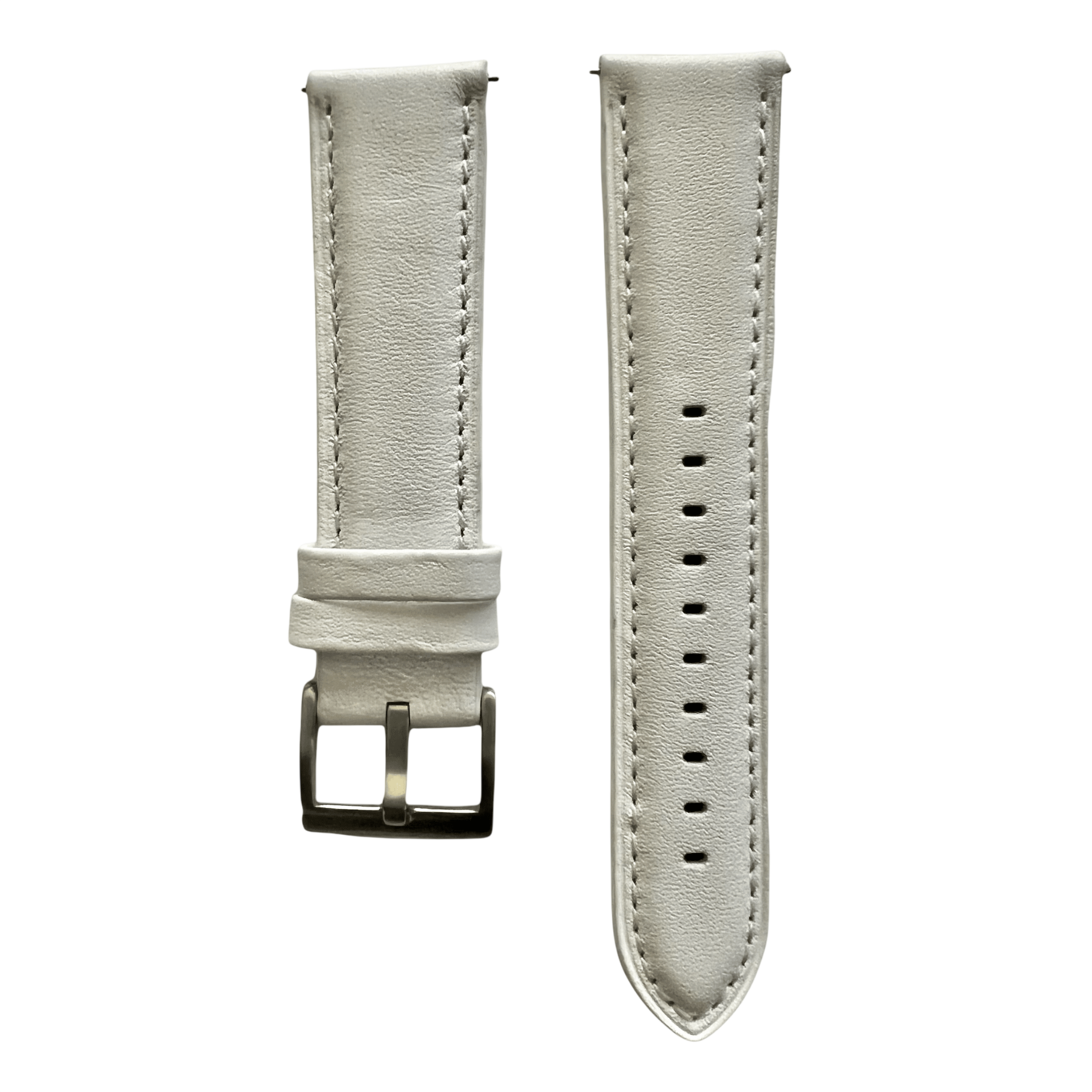 White leather watch band with quick release bars, front view