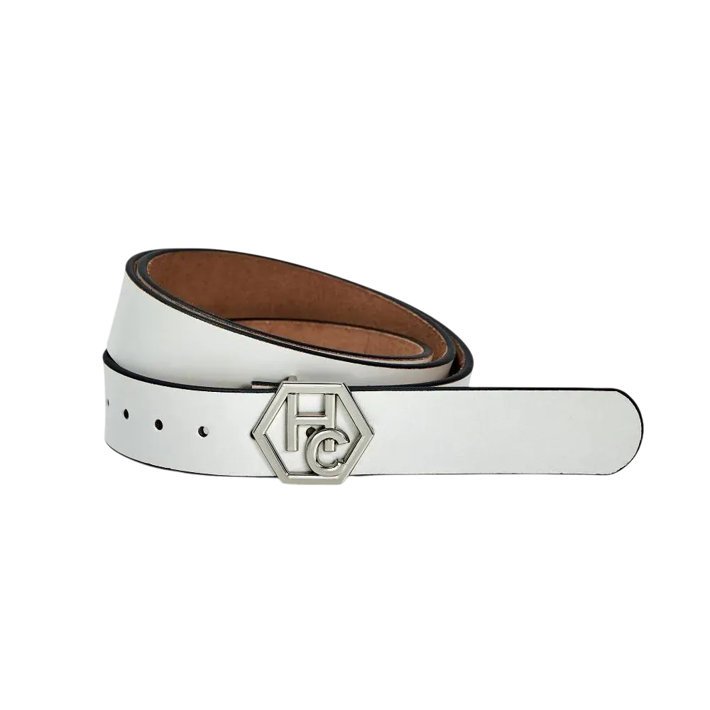 Women's seamless edge leather belt - white - Hedonist Chicago - premium women's leather accessory (1.3")