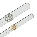 Edge finish detail on women's seamless edge leather belt - white - Hedonist Chicago (1.3")