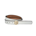 Side view on women's seamless edge leather belt - white - Hedonist Chicago - close-up view (1")