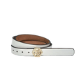 Side view on women's seamless edge leather belt - white - Hedonist Chicago - close-up view (1")